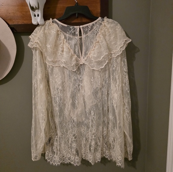 Torrid New Lace Ruffle Long Sleeve Blouse Birch Size 3x - Picture 8 of 14